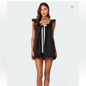 Edikted Black Dress with White Bow Accent